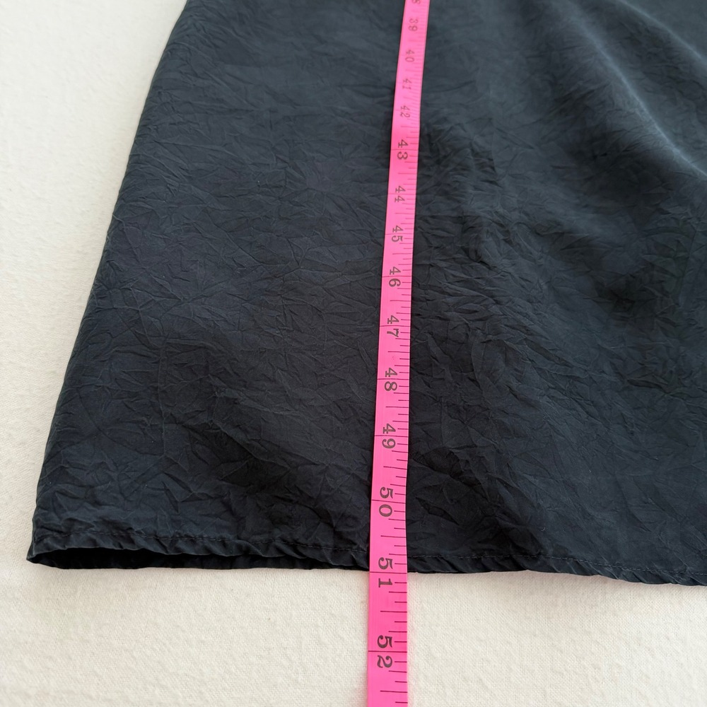 J. Jill 100% Silk Wrap Maxi Dress Crinkle Black Minimalist Goth Old Money S EUC - Picture 11 of 13